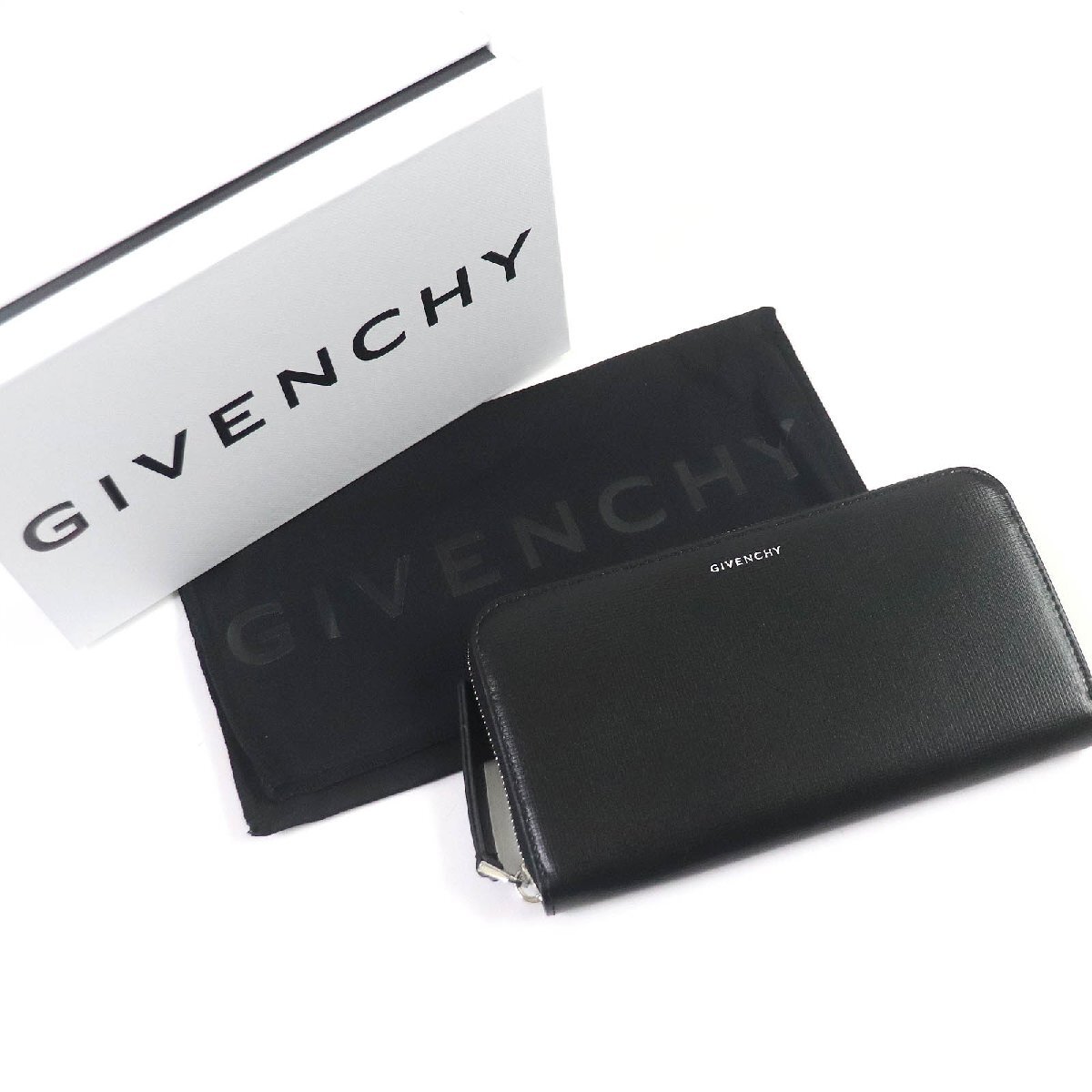 未使用品□GIVENCHY ジバンシィ BK6097 ロゴプリント ラウンドファスナー レザーロングウォレット 長財布 ブラック イタリア製 箱付き_画像2