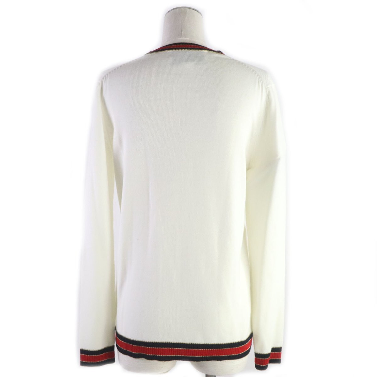  ultimate beautiful goods V Gucci 18AW 411610 Inter locking G pearl button line entering design cardigan white M made in Italy regular goods lady's 