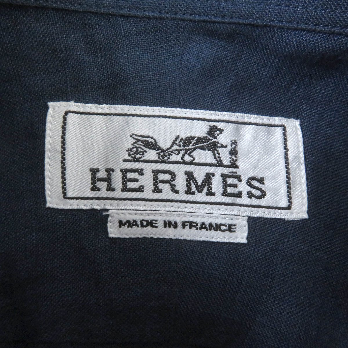  превосходный товар *HERMES Hermes 2018 год производства linen100% овечья кожа используя Short рукав рубашка с коротким рукавом голубой 41 Франция производства стандартный товар мужской 