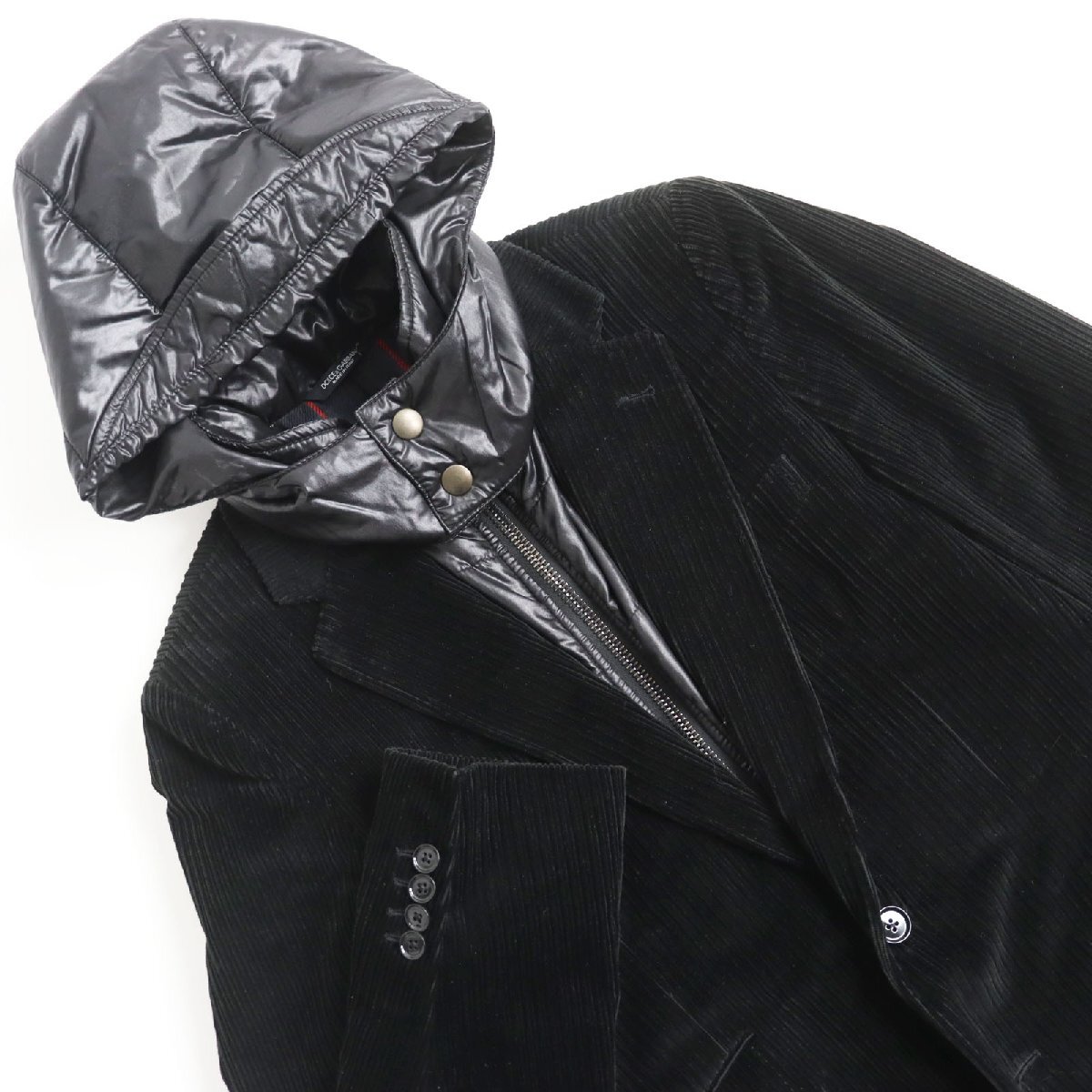  прекрасный товар Dolce & Gabbana down переключатель вельвет f- dead tailored jacket черный 44 сделано в Италии стандартный мужской 