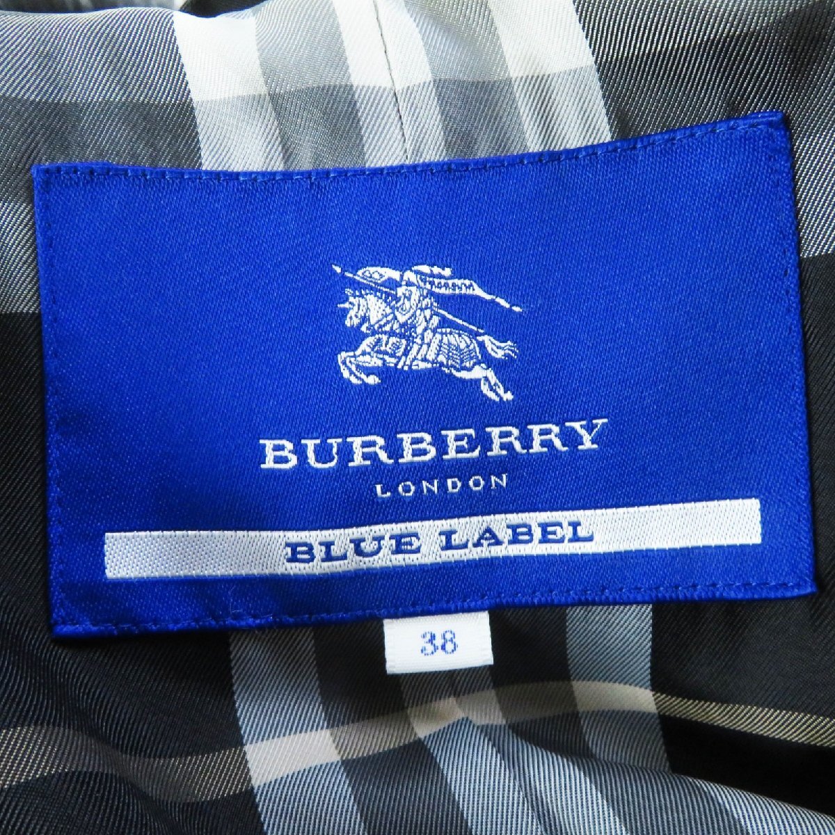 美品◎BURBERRY BLUE LABEL バーバリーブルーレーベル FNF05-716-09 ラクーンファー・フード付き コート ブラック 38 正規品 レディース_画像9