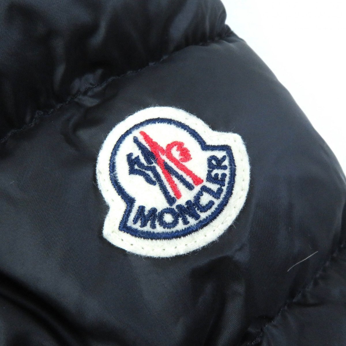 極美品△MONCLER モンクレール HERMIFUR エルミファー フォックスファー・フード・ロゴワッペン付き ダウンコート ブラック 1 国内正規品_画像6