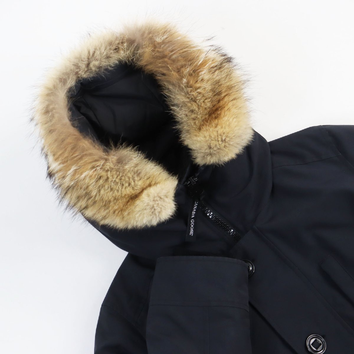 美品●CANADA GOOSE カナダグース 3438JM JASPER ジャスパー ファー付 フーデッドダウンジャケット 紺 XS(S相当) カナダ製 正規品 メンズ_画像2