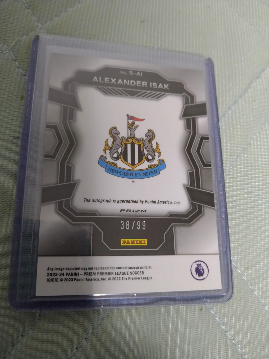 99枚限定 アレクサンデル・イサク 2023-24 Panini Prizm Premier League Alexander Isak Auto Newcastle United 38/99 直筆サインカードの画像2