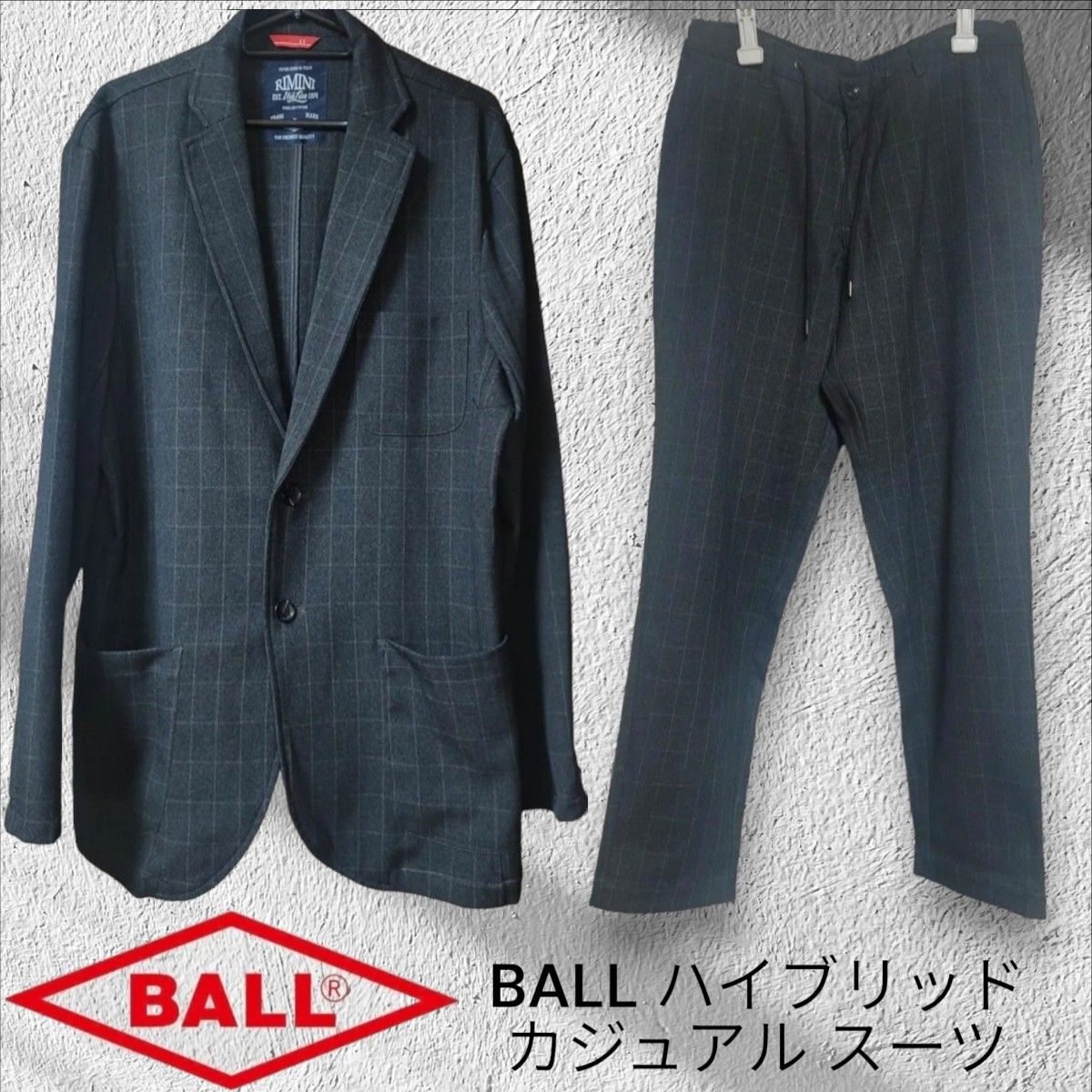 BALL ハイブリッド カジュアル ストレッチ スーツ テーラードジャケット セットアップ
