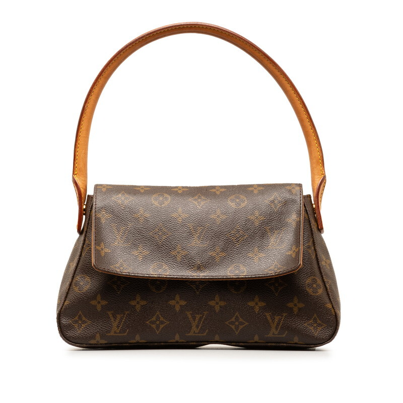 ルイ ヴィトン モノグラム ミニルーピング ショルダーバッグ M51147 ブラウン PVC レザー レディース LOUIS VUITTON 【中古】_画像1