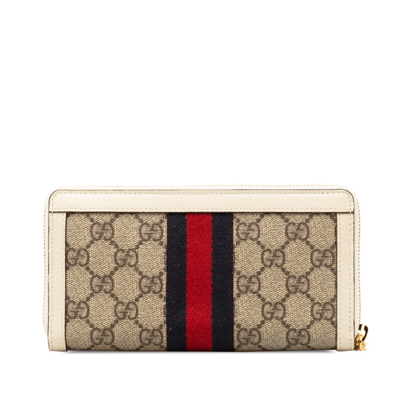 グッチ GGスプリーム GGマーモント オフィディア ラウンドファスナー 長財布 523154 ベージュ ホワイト PVC レザー GUCCI 【中古】_画像3