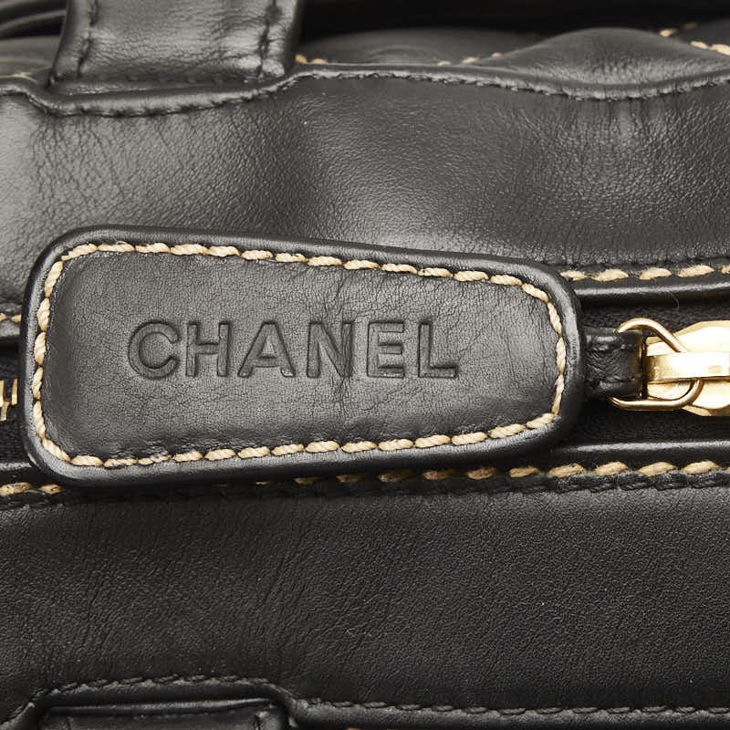 シャネル ココマーク ワイルドステッチ ハンドバッグ ミニボストンバッグ ブラック レザー レディース CHANEL 【中古】_画像5