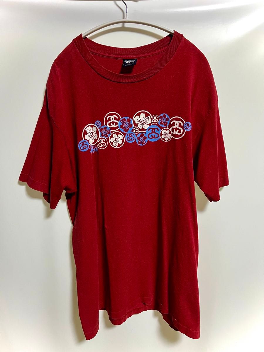 stussy Tシャツ old stussy ハイビスカス　紺タグ　シングル　usa製