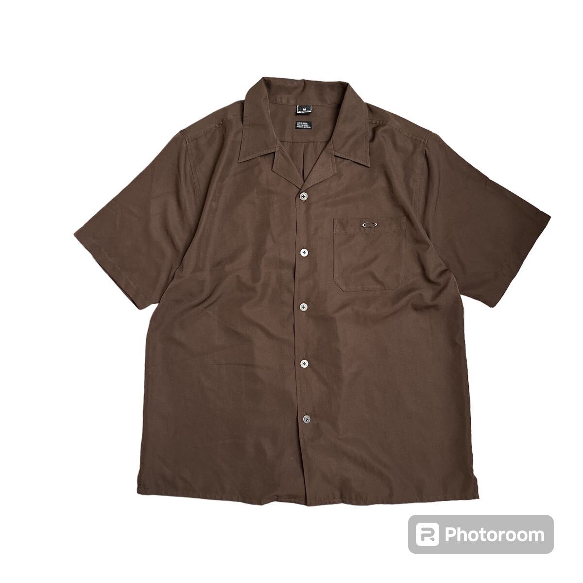 90's 00's OAKLEY オークリー オープンカラーシャツ 半袖シャツ 開襟 ブラウス サイズMの画像1
