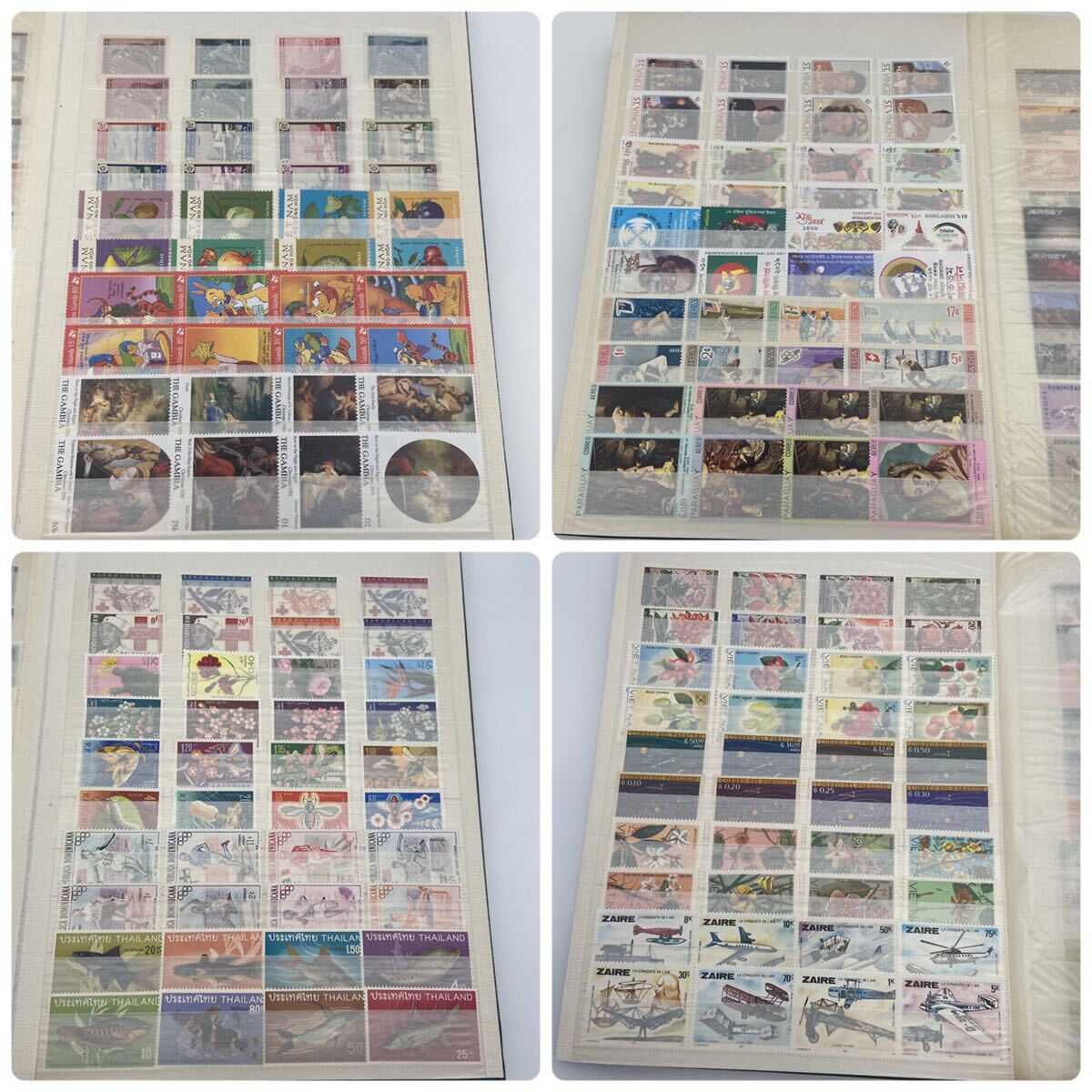  abroad stamp foreign stamp large amount summarize collection stock book unused rose . there is no sign 