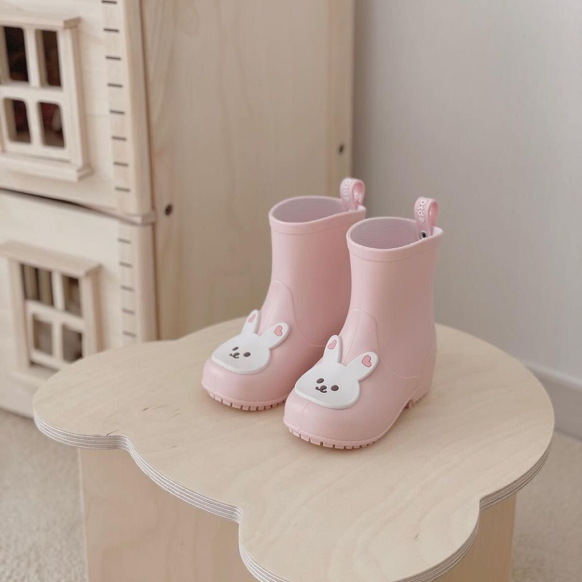 16cm ピンク 長靴　雨具 雨靴 キッズ　レインブーツ 雨 うさぎ　女の子 子供 梅雨 韓国 シンプル 可愛い シューズ
