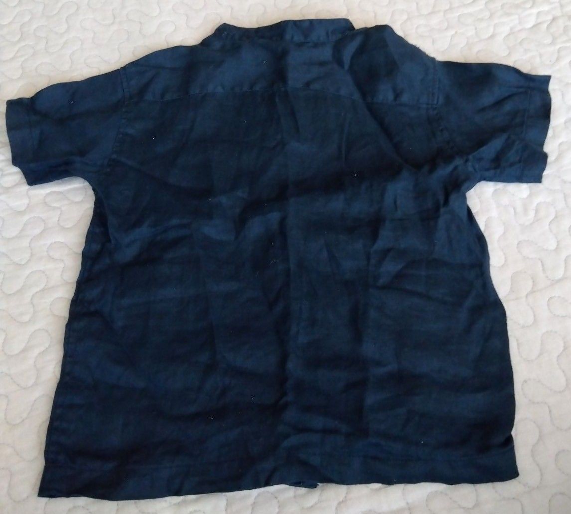 フレンチリネン 半袖シャツ 110cm 無印良品 【ネイビー】