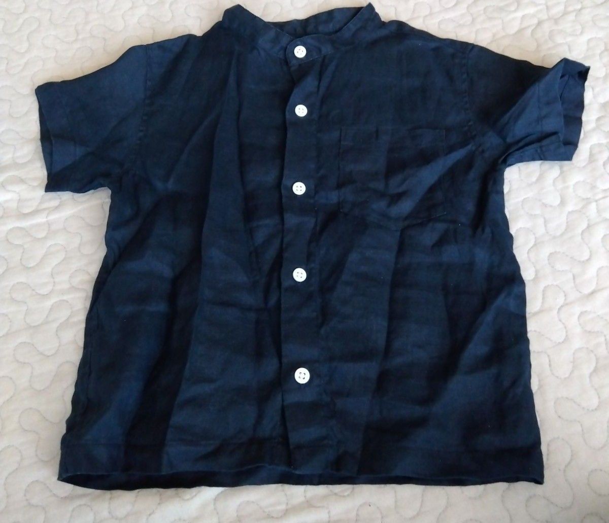 フレンチリネン 半袖シャツ 110cm 無印良品 【ネイビー】