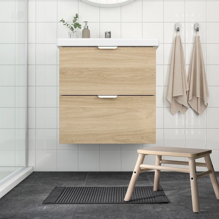 IKEA　イケア ALSTERN アルステルン バスマット　ダークグレー、ホワイト　2枚セット