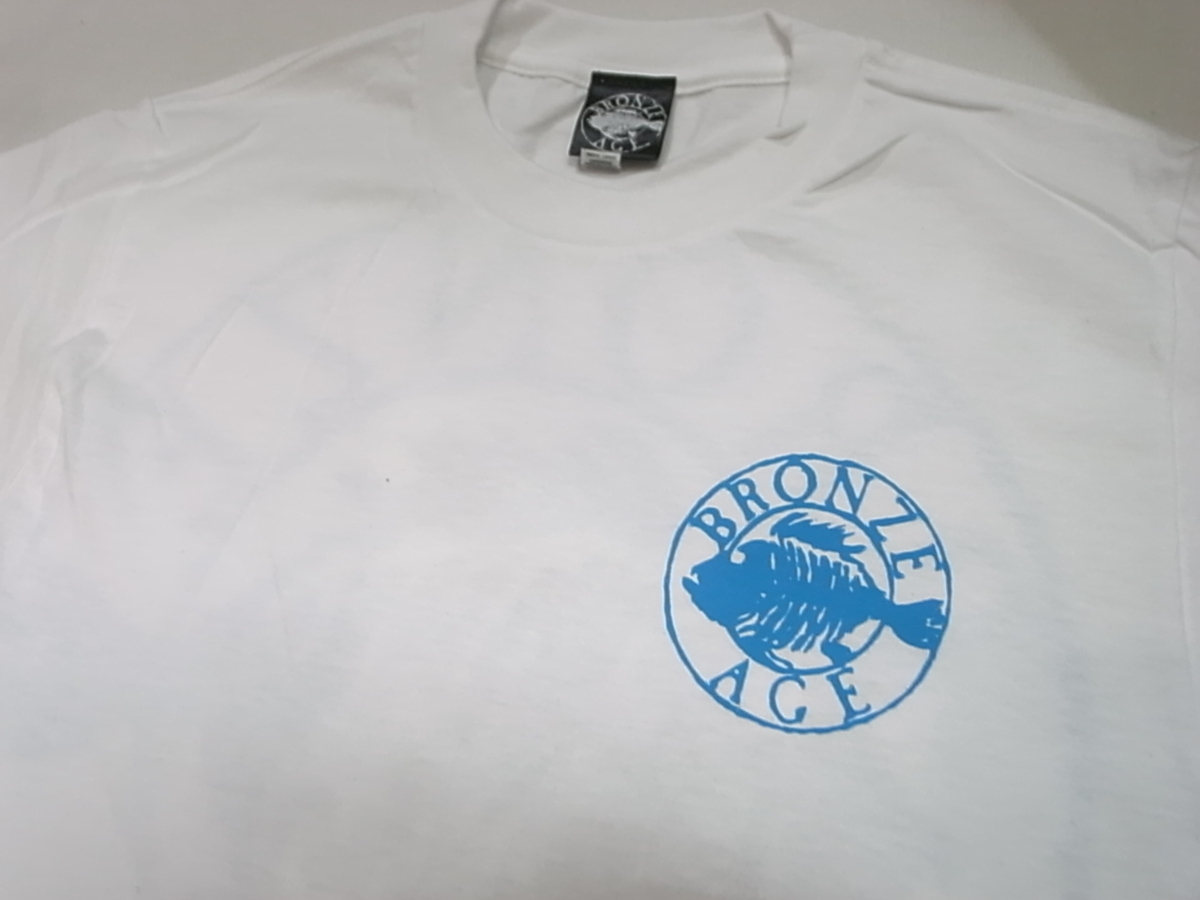 JB即決 BRONZE AGE ブロンズエイジ 限定ネオンカラーシリーズ ROUND ラウンド サークル フィッシュ Tシャツ 白xターコイズ Sサイズ 新品 9_画像3