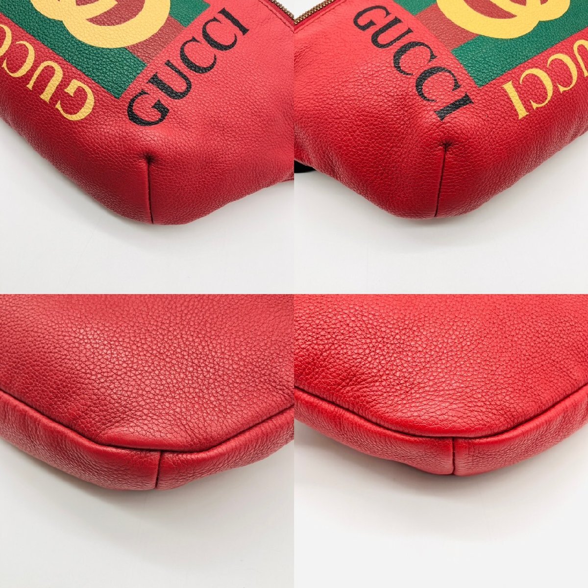 グッチ GUCCI ロゴプリント ボディバッグ ウエストバッグ レッド 赤 ゴールド金具 スリングバッグ 鞄 かばん バッグ 斜め掛け 6-1-560_画像4