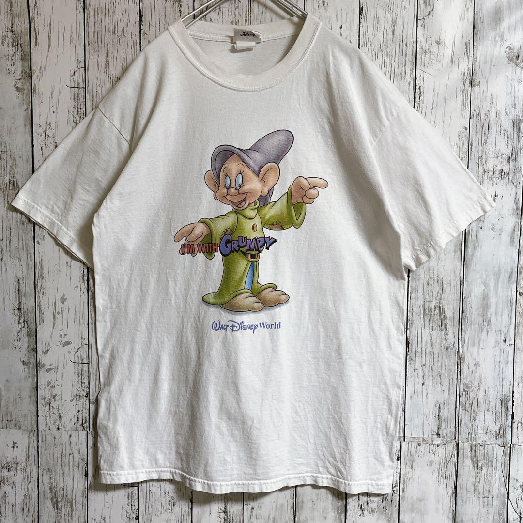 90's Disney ディズニー 白雪姫 7人の小人 ドーピー Tシャツ L 白系 ビンテージTシャツ 90年代ヴィンテージ US古着 アメカジ HTK3926