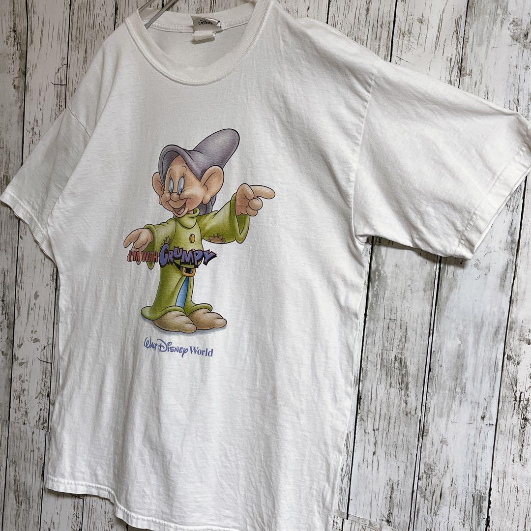90's Disney ディズニー 白雪姫 7人の小人 ドーピー Tシャツ L 白系 ビンテージTシャツ 90年代ヴィンテージ US古着 アメカジ HTK3926