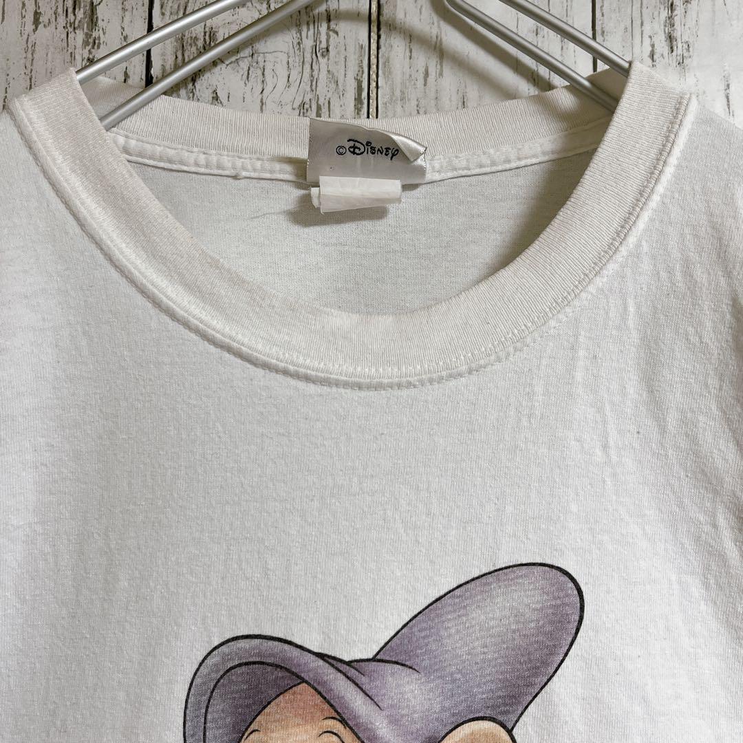 90's Disney ディズニー 白雪姫 7人の小人 ドーピー Tシャツ L 白系 ビンテージTシャツ 90年代ヴィンテージ US古着 アメカジ HTK3926