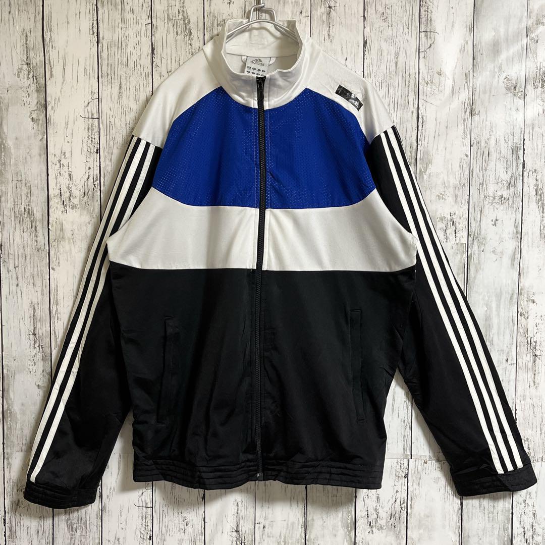 adidas アディダス トラックジャケット ジャージ L 青白黒 ワン adidas アディダス トラックジャケット ジャージ L 青白黒 ワン