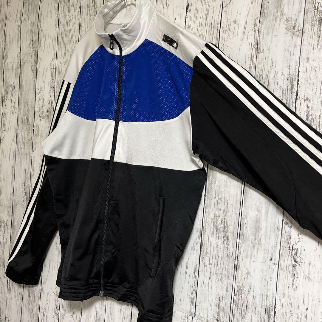 adidas アディダス トラックジャケット ジャージ L 青白黒 ワン adidas アディダス トラックジャケット ジャージ L 青白黒 ワン