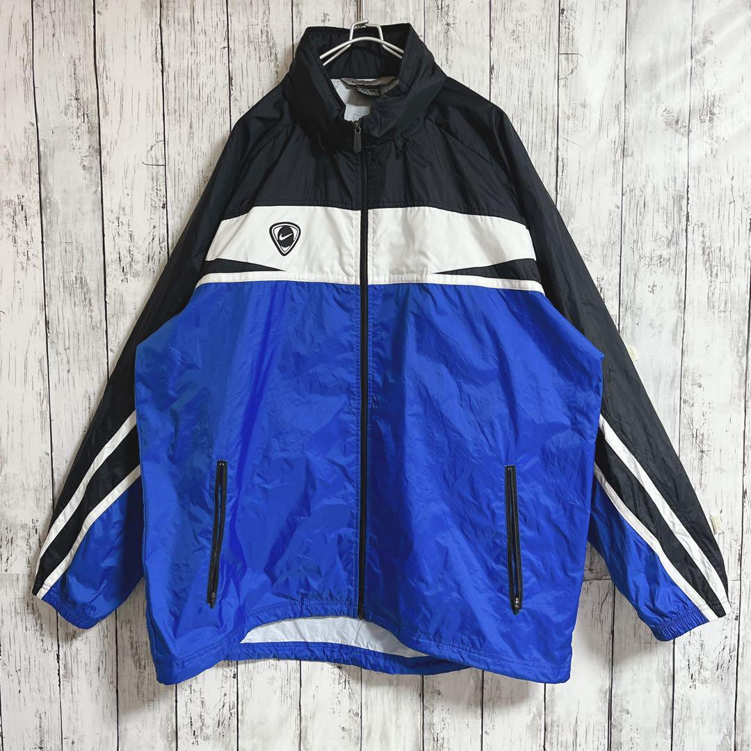 00's NIKE ナイキ ナイロンジャケット 青黒 XL ワンポイント 00's NIKE ナイキ ナイロンジャケット 青黒 XL ワンポイント