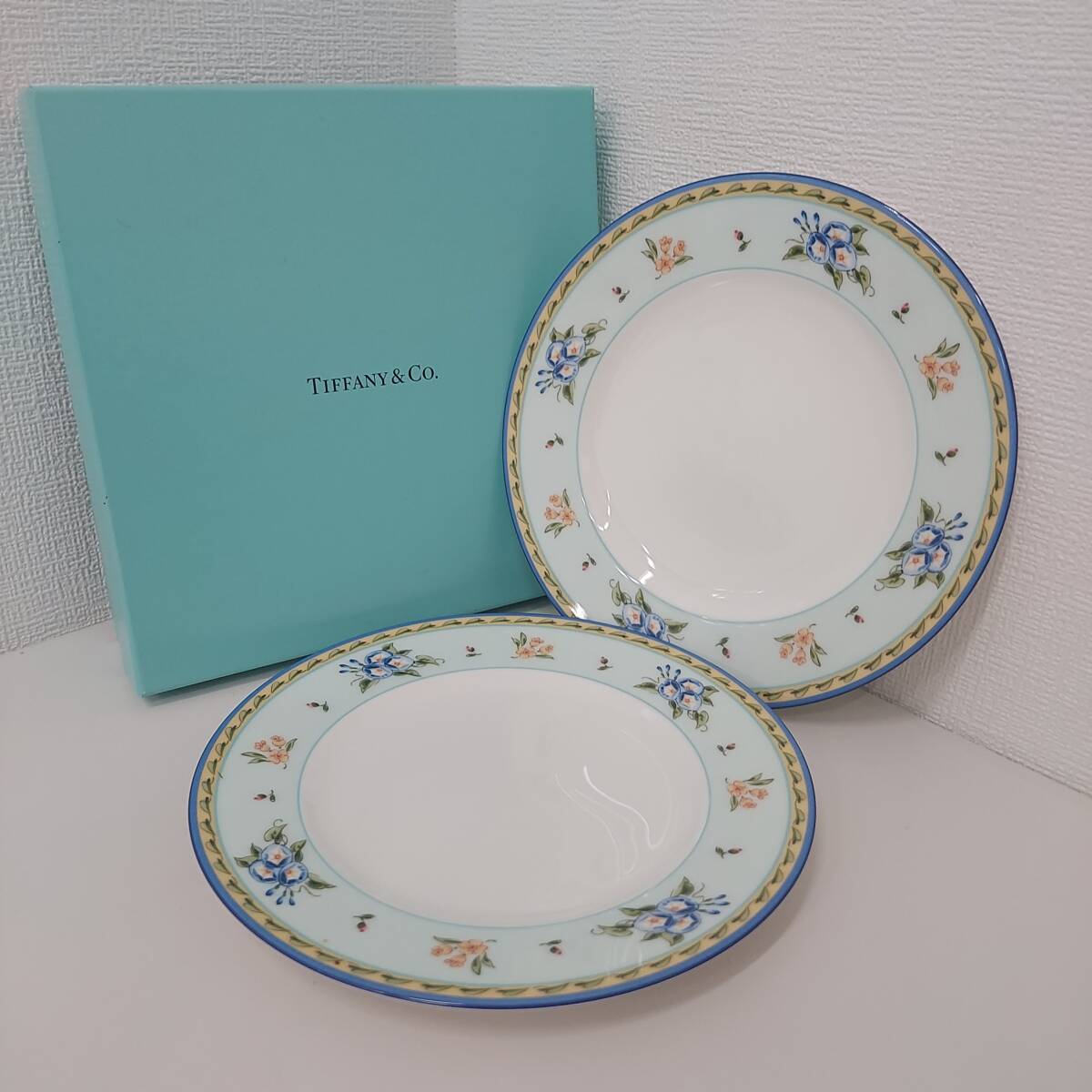 #2315 TIFFANY ティファニー MORNING GLORY プレート 皿 2点 セット 洋食器 幅/約18cm 箱付の画像1