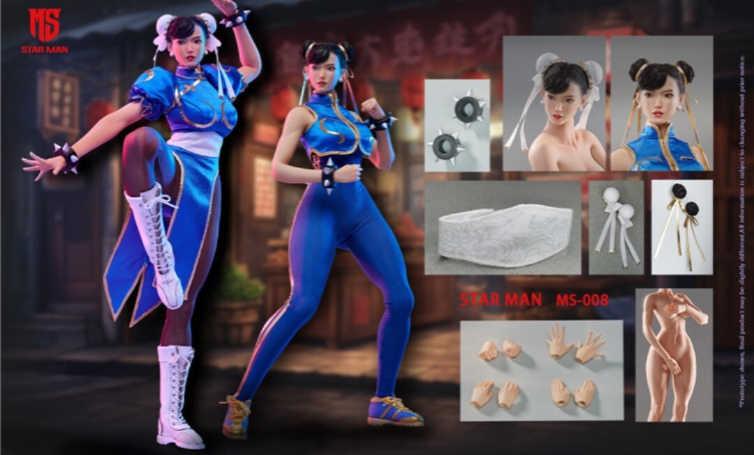* new goods 1/6 tune Lee spring beauty action figure Street Fighter si-m less element body STARMANTOYS