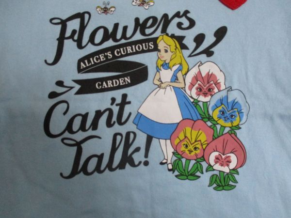 BF670【flowers can't talk・不思議の国のアリス】プリント　半袖　カットソー　女児　淡青　100_画像2