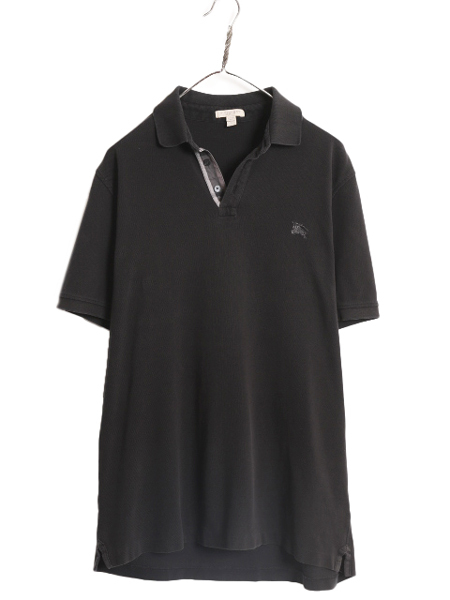 バーバリー ブリット 鹿の子 半袖 ポロシャツ メンズ XL / BURBERRY BRIT 半袖シャツ ノバチェック 大きいサイズ ロゴ刺繍 ワンポイント 黒の画像1