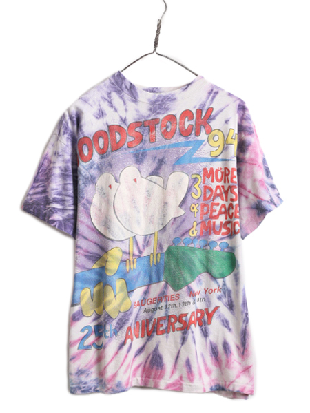 90s ★ ウッドストック 1994 プリント タイダイ Tシャツ メンズ L 程/ 90年代 Woodstock オールド ロック バンド 当時物 シングルステッチ_画像1