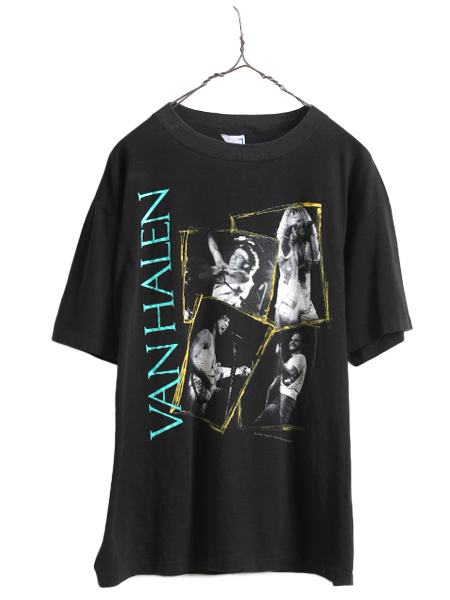 80s USA製 ★ VAN HALEN ツアー プリント Tシャツ メンズ XL / 80年代 ヴィンテージ ヴァンヘイレン バンド ロック オフィシャル 当時物 黒_画像1