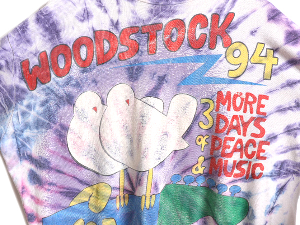 90s ★ ウッドストック 1994 プリント タイダイ Tシャツ メンズ L 程/ 90年代 Woodstock オールド ロック バンド 当時物 シングルステッチ_画像3