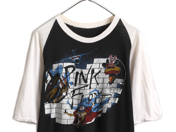 パキ綿 80s ★ ピンクフロイド ツアー プリント ベースボール Tシャツ メンズ S / 80年代 ヴィンテージ PINK FLOYD 当時物 バンド ラグラン_画像2