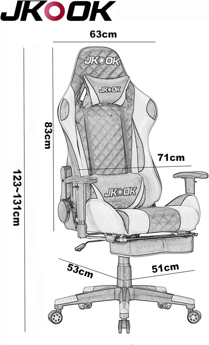 中古品☆JKOOK / ジェーコック　ゲーミングチェアGE04　オットマン付き　デスクチェア　PUレザー　リクライニング　_画像10