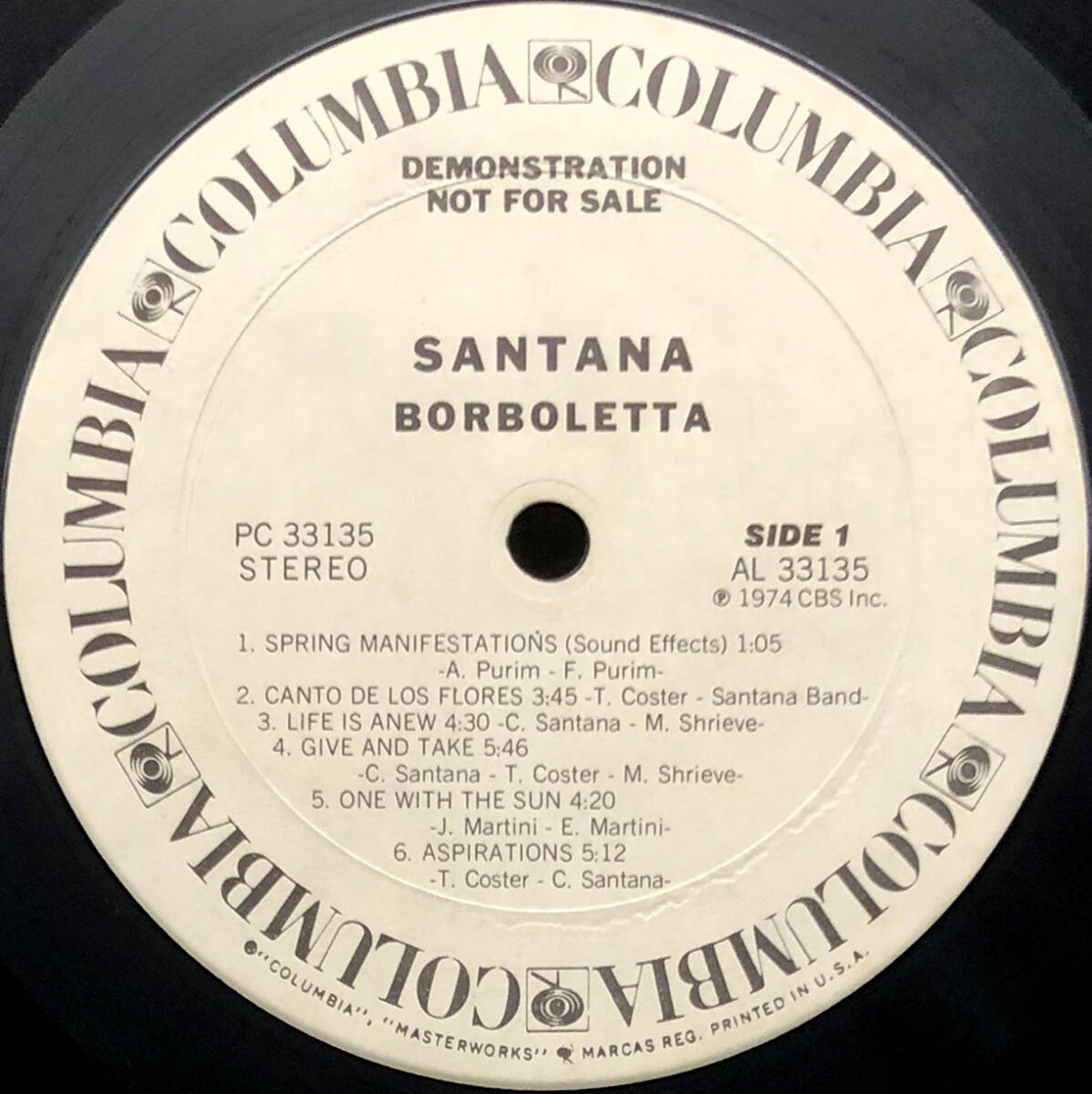 ★US ORIG 白プロモ LP★SANTANA/Borboletta 1974年 ホイルカバー インナー付 RETURN TO FOREVER参加 最初期プレス 高音質盤 PROMO WLP_画像3