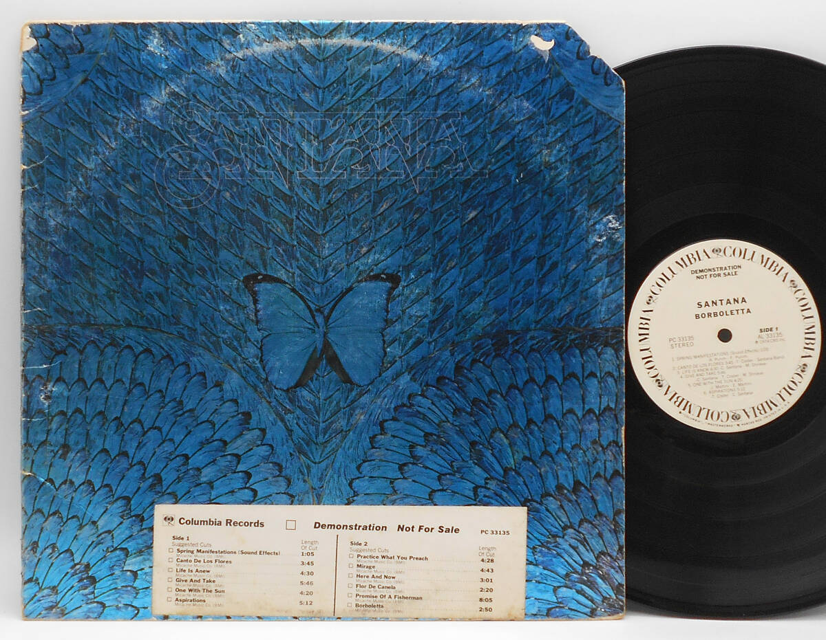 ★US ORIG 白プロモ LP★SANTANA/Borboletta 1974年 ホイルカバー インナー付 RETURN TO FOREVER参加 最初期プレス 高音質盤 PROMO WLP_画像1