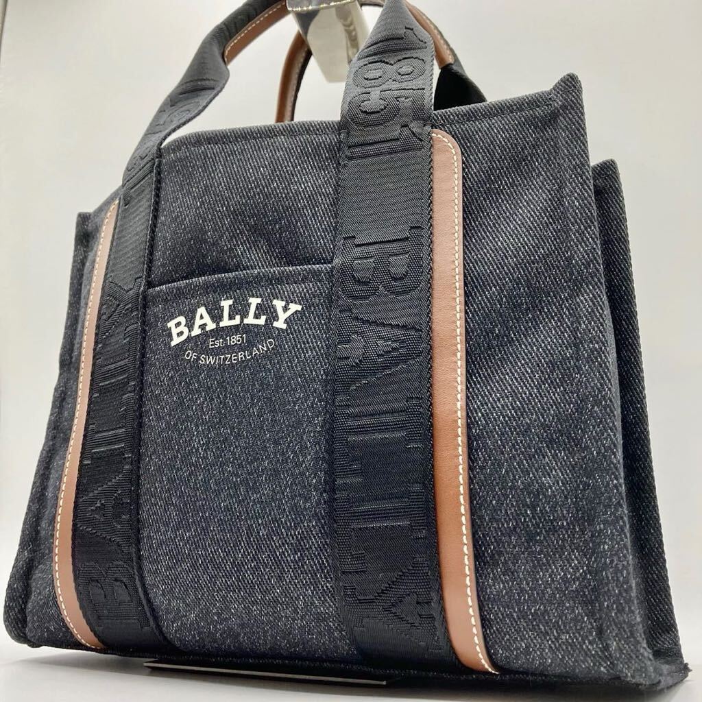 [ близко год модели / не использовался класс ]1 иен BALLY Bally ручная сумочка большая сумка do жить . задний Logo Denim кожа натуральная кожа мужской бизнес индиго 