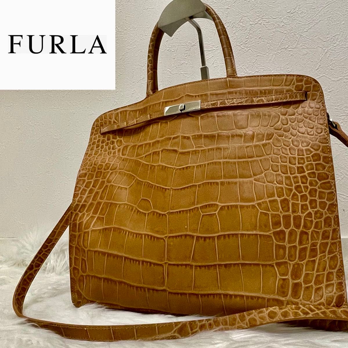 ●週末限定セール　FURLA フルラ  ハンドバッグ 2WAY ショルダーバッグ クロコ型押し