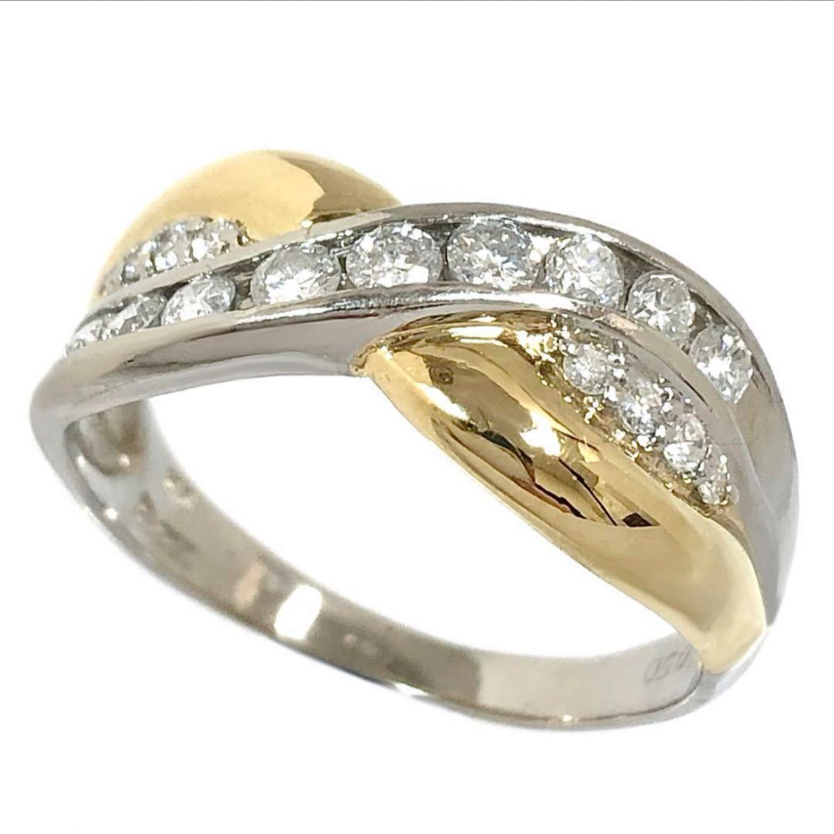 Pt900 K18 ダイヤモンド 0.50ct コンビ ダイヤ リング 指輪