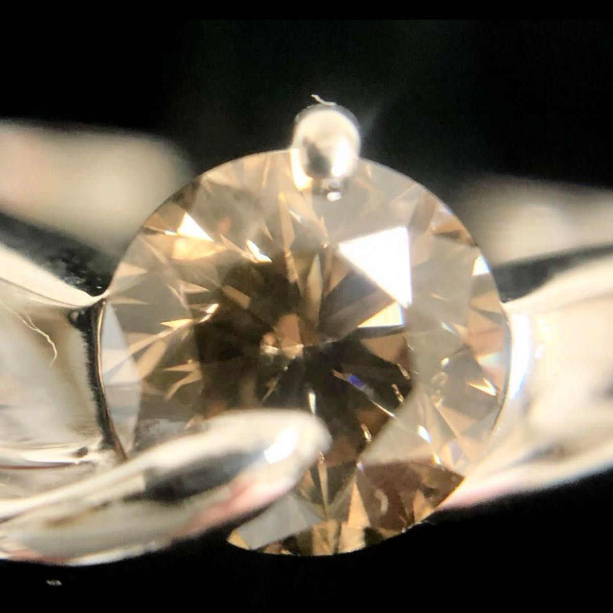 ブラウン ダイヤモンド 0.787ct Pt900 一粒 ダイヤ リング 指輪