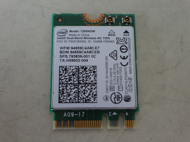 無線LANカード Intel Dual Band Wireless-AC 7265NGW 送料140円～_出品説明文を必ずご確認ください