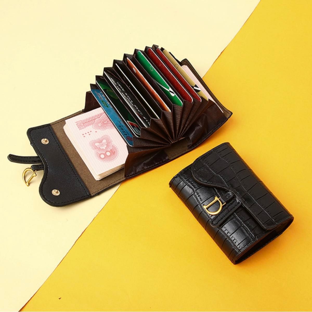 カードケース ディース ピンク韓国 財布 コインケース D イニシャル　黒　ブラック　シンプル ウォレット
