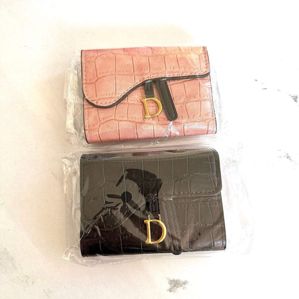 カードケース ディース ピンク韓国 財布 コインケース D イニシャル　黒　ブラック　シンプル ウォレット