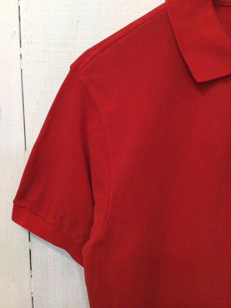 LACOSTE ラコステ コットン半袖ポロシャツ ポロシャツ 胸ロゴ サイズ3 メンズM 赤 良品綺麗 _画像5