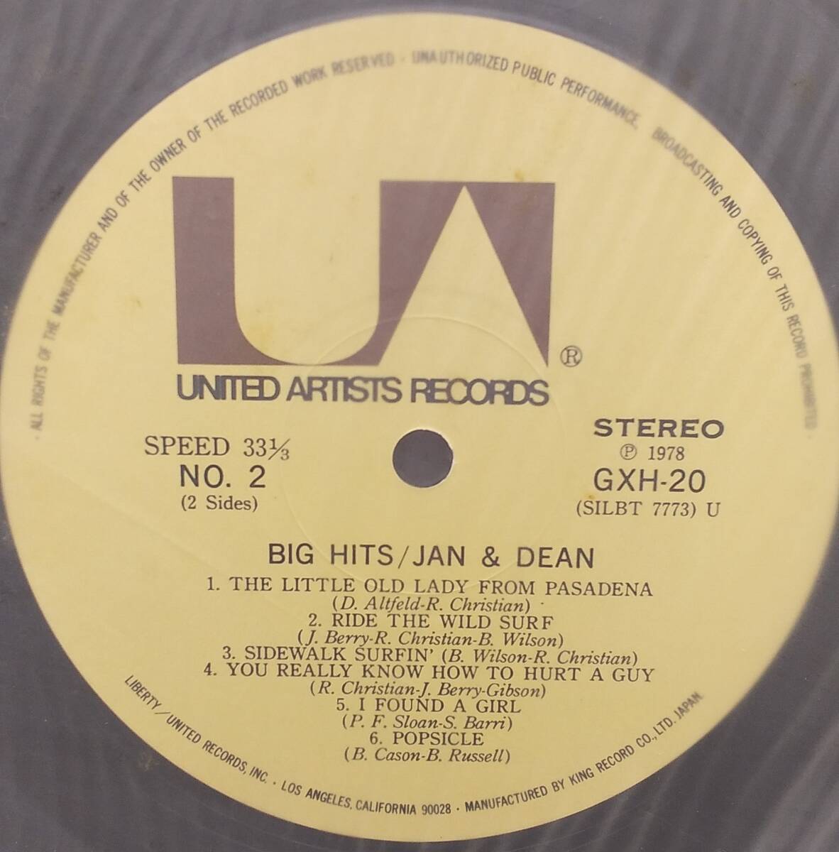匿名・送料無料！　ジャン&ディーン /Jan and Dean 　LP　「BIG HITS」_画像5