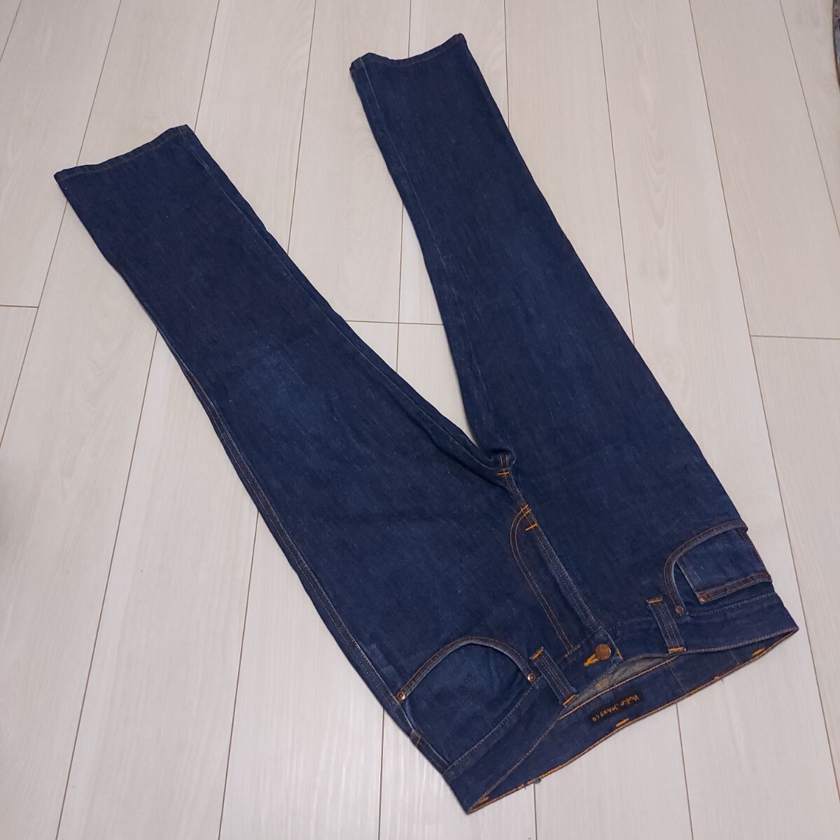 【正規品】ヌーディージーンズ NUDIE JEANS メンズ タイト ストレート デニム パンツW32 SLIM JIM Aged Organic Dry イタリア製の画像2