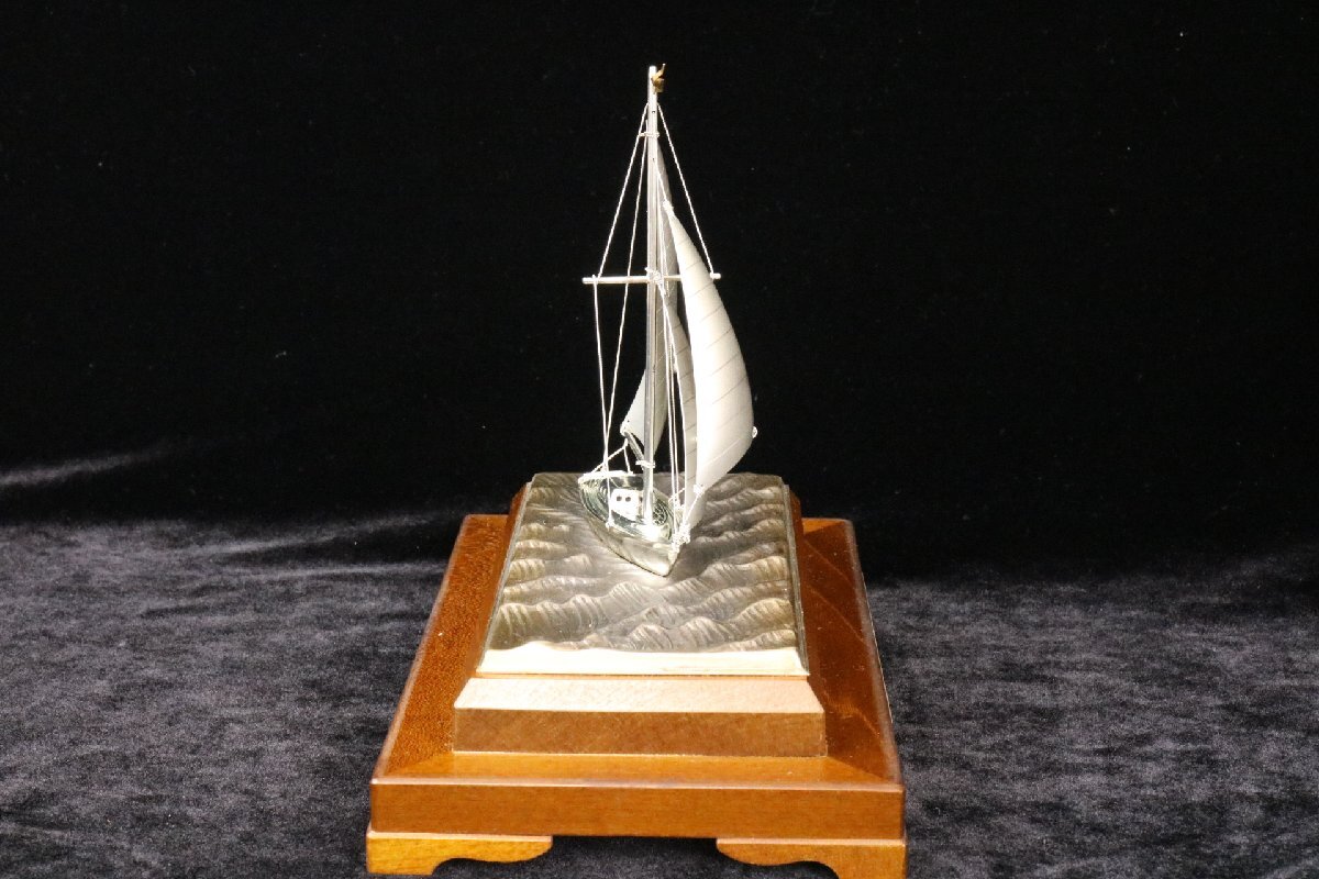 武比古 TAKEHIKO SILVER PLATED 帆船 ヨット置物 ガラスケース付き 銀仕上げ 【彩irodori】1の画像5