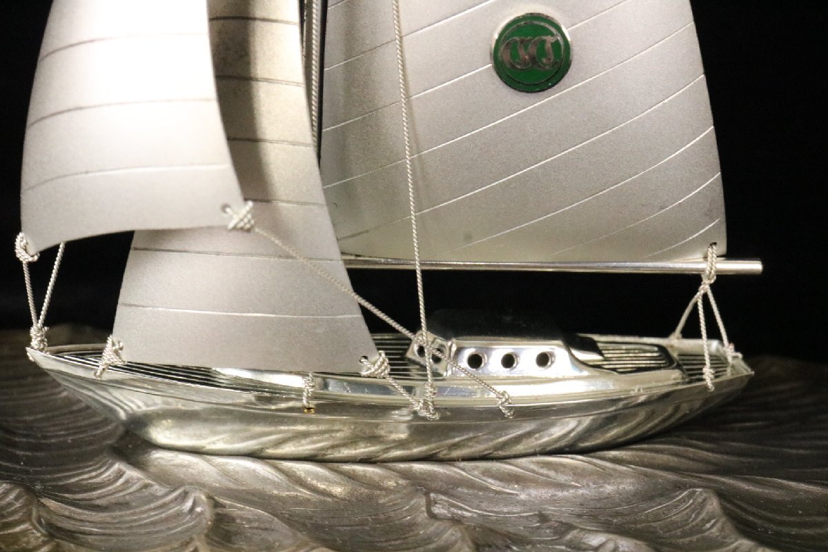 武比古 TAKEHIKO SILVER PLATED 帆船 ヨット置物 ガラスケース付き 銀仕上げ 【彩irodori】1の画像8